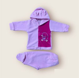 Osito Plush Lila con Fucsia para Bebé – 2 Piezas