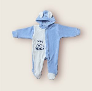 Osito Plush Celeste con Blanco Enterito para Bebé