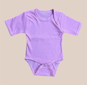 Body Manga Corta Lila de Algodón para Bebé
