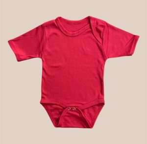 Body Manga Corta Rojo de Algodón para Bebé