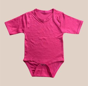 Body Manga Corta Fucsia de Algodón para Bebé