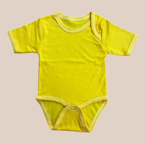 Body Manga Corta Amarillo Oro de Algodón para Bebé