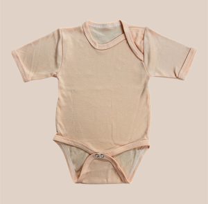 Body Manga Corta Damasco de Algodón para Bebé