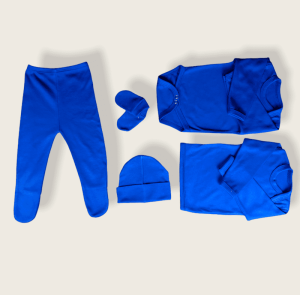 Ajuar Azul de Algodón para Bebé – 5 Piezas