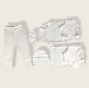 Ajuar Blanco de Algodón para Bebé – 5 Piezas