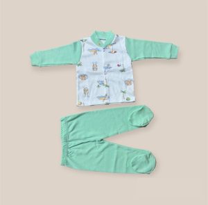 Pijama Bebé Verde Pastel de Algodón