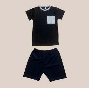 Conjunto Short y Polera Negro de Algodón para Niño