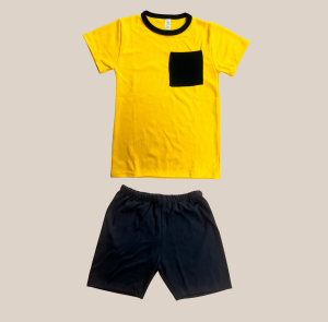 Conjunto Short y Polera Amarillo con Negro de Algodón para Niño