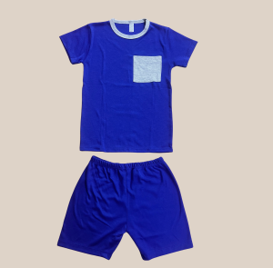 Conjunto Short y Polera Azul de Algodón para Niño