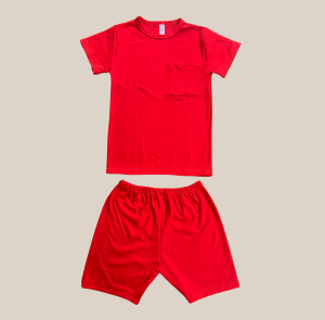 Conjunto Short y Polera Rojo 2 de Algodón para Niño